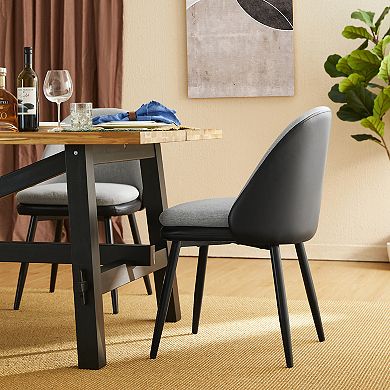 Glitzhome Set of 2 Modern Two-Tone Color Dining Chairs