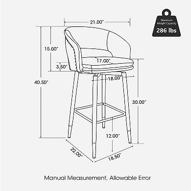 Glitzhome Set of 2 Modern Leatherette Bar Stool