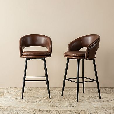 Glitzhome Set of 2 Modern Leatherette Bar Stool