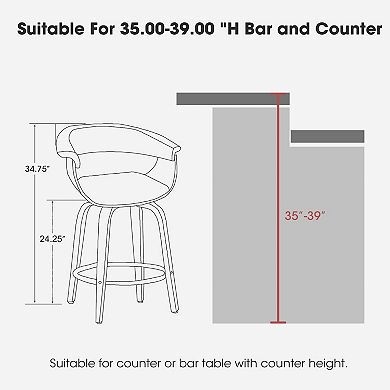 Glitzhome Set of 2 Modern Swivel Counter Stool