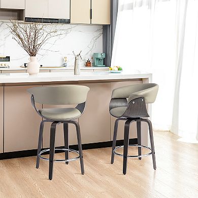 Glitzhome Set of 2 Modern Swivel Counter Stool
