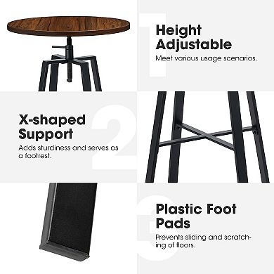 Glitzhome Bistro Pub Table Round Bar Height Cocktail Table