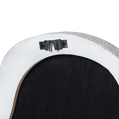 Glitzhome 31.75"H Irregular Mirror, Wavy Wall Mirror with Washed White Wood Frame