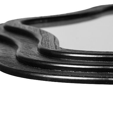 Glitzhome 33.50"D Modern Black Tripled Wood Frame Wavy Wall Mirror