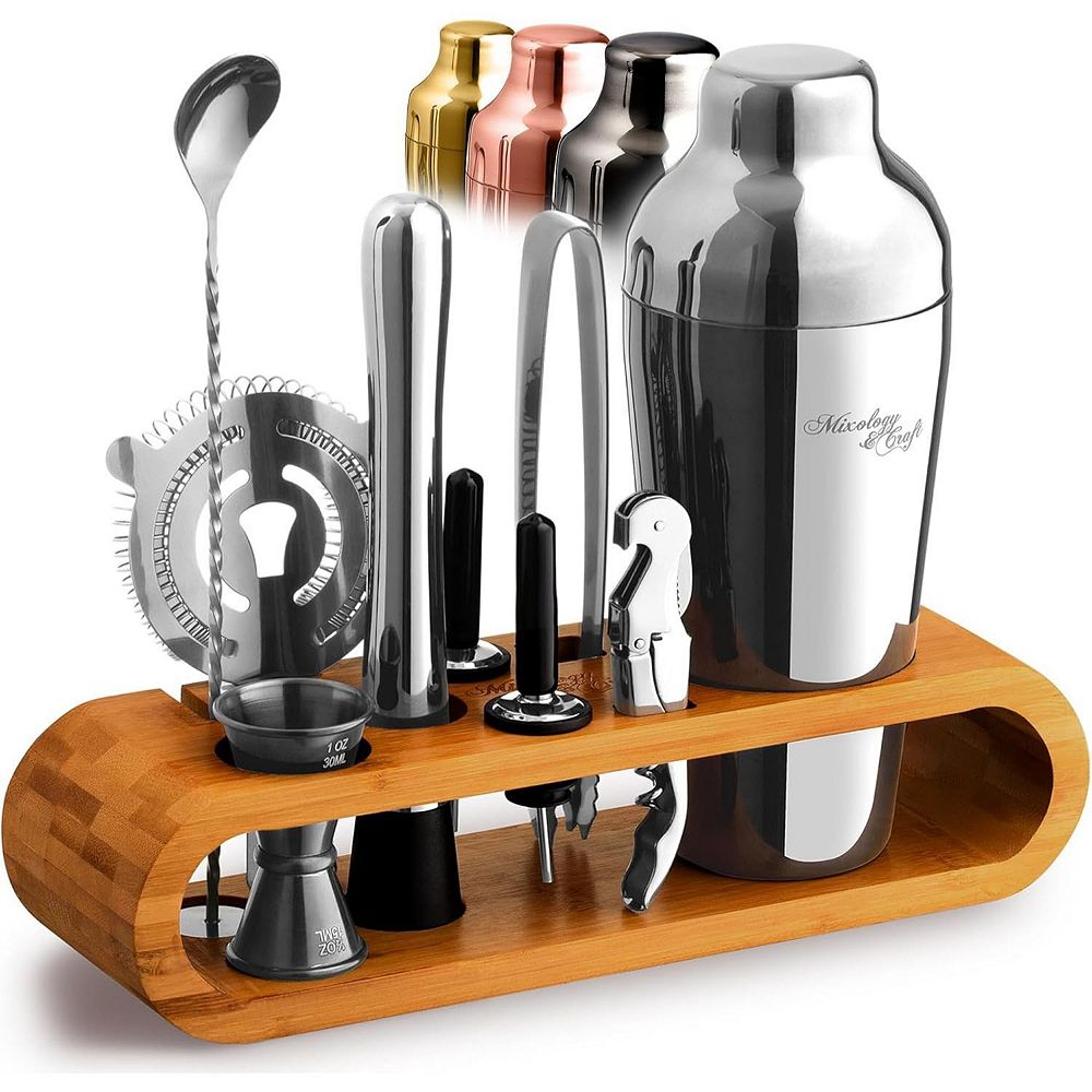 Zulay Kitchen Bartender Kit 10-Piece Bar Tool Set with Bamboo Stand