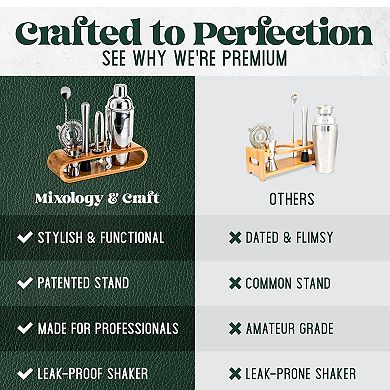 Zulay Kitchen Bartender Kit 10-Piece Bar Tool Set with Bamboo Stand