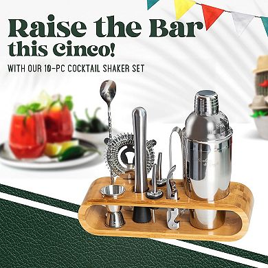 Zulay Kitchen Bartender Kit 10-Piece Bar Tool Set with Bamboo Stand
