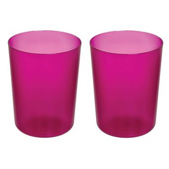iDesign 2 pc Round Plastic Bathroom Trash Can Set