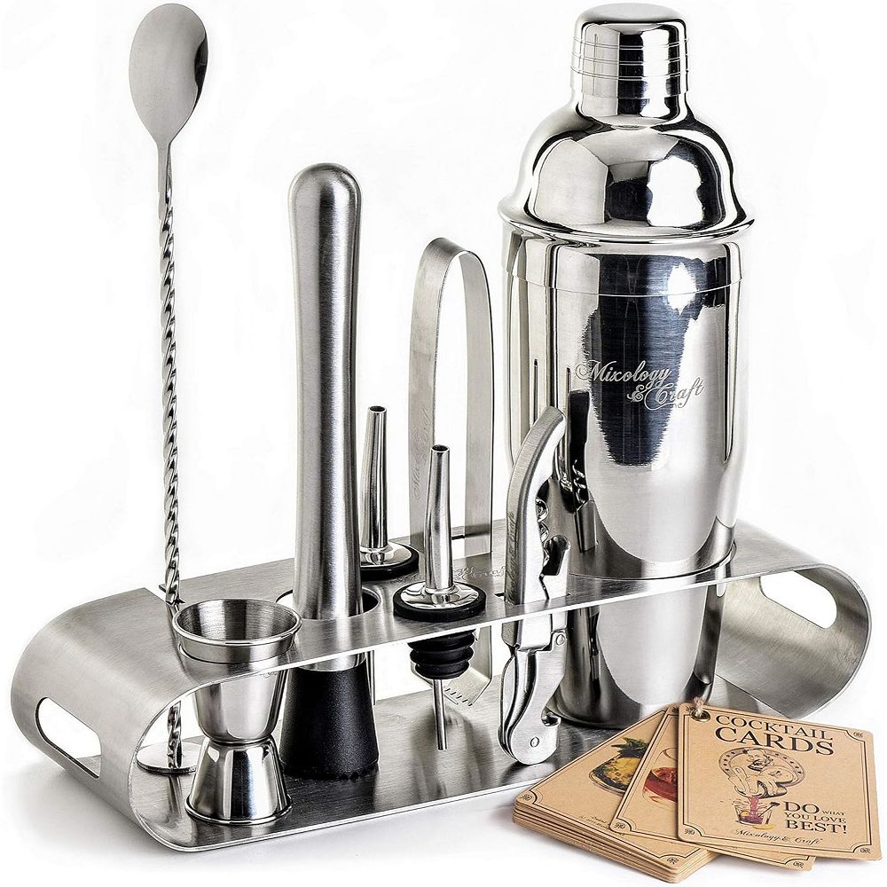 Zulay Kitchen Bartender Kit 9-Piece Bar Set Cocktail Shaker Set