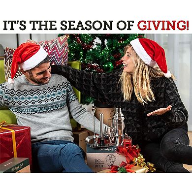 Zulay Kitchen Bartender Kit 9-Piece Bar Set Cocktail Shaker Set with Elegant Metal Stand