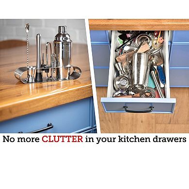 Zulay Kitchen Bartender Kit 9-Piece Bar Set Cocktail Shaker Set with Elegant Metal Stand