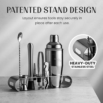 Zulay Kitchen Bartender Kit 9-Piece Bar Set Cocktail Shaker Set