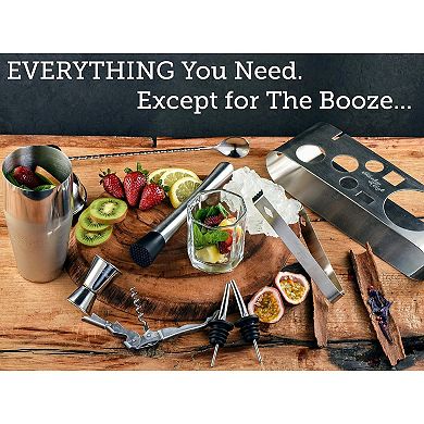 Zulay Kitchen Bartender Kit 9-Piece Bar Set Cocktail Shaker Set with Elegant Metal Stand