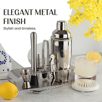 Zulay Kitchen Bartender Kit 9-Piece Bar Set Cocktail Shaker Set