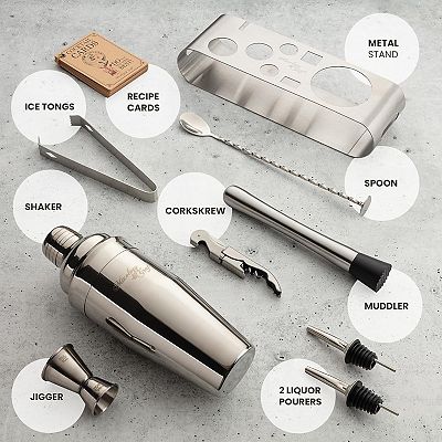 Zulay Kitchen Bartender Kit 9-Piece Bar Set Cocktail Shaker Set