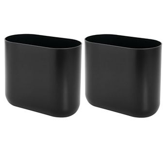 iDesign 2 pc Oval Plastic Bathroom Trash Can Set