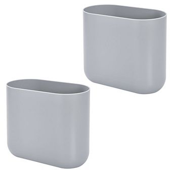iDesign 2 pc Oval Plastic Bathroom Trash Can Set