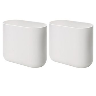 iDesign 2 pc Oval Plastic Bathroom Trash Can Set