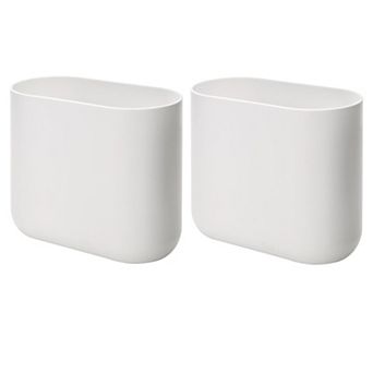 iDesign 2 pc Oval Plastic Bathroom Trash Can Set