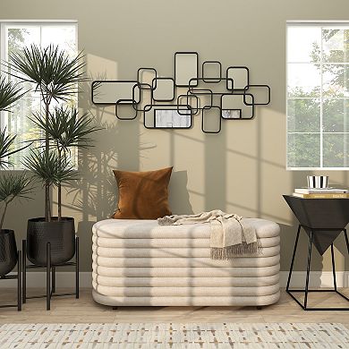 CosmoLiving by Cosmopolitan Metal Overlapping Rectangle Wall Mirror with Wire Rod Outlines