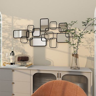 CosmoLiving by Cosmopolitan Metal Overlapping Rectangle Wall Mirror with Wire Rod Outlines