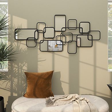 CosmoLiving by Cosmopolitan Metal Overlapping Rectangle Wall Mirror with Wire Rod Outlines