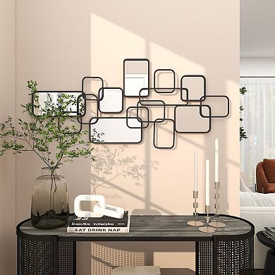 CosmoLiving by Cosmopolitan Metal Overlapping Rectangle Wall Mirror with Wire Rod Outlines