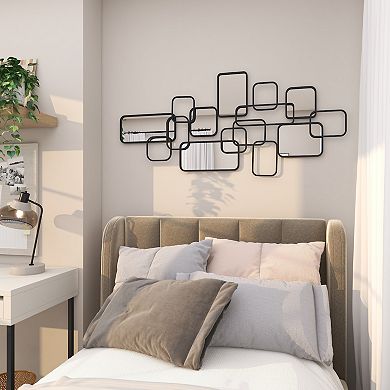 CosmoLiving by Cosmopolitan Metal Overlapping Rectangle Wall Mirror with Wire Rod Outlines