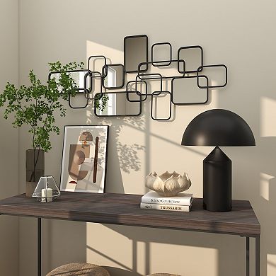 CosmoLiving by Cosmopolitan Metal Overlapping Rectangle Wall Mirror with Wire Rod Outlines