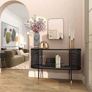 CosmoLiving by Cosmopolitan Metal Wall Mirror with Shelf