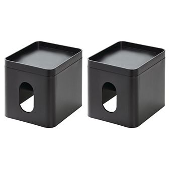 iDesign 2 pc Black Square Tissue Box Cover Set
