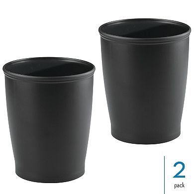 iDesign 2-pc. Black Round Plastic Bathroom Trash Can Set