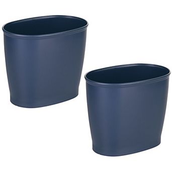 iDesign 2 pc Bronze Oval Plastic Bathroom Trash Can Set