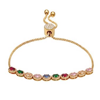 Brilliance Multi Oval Cubic Zirconia Adjustable Bracelet