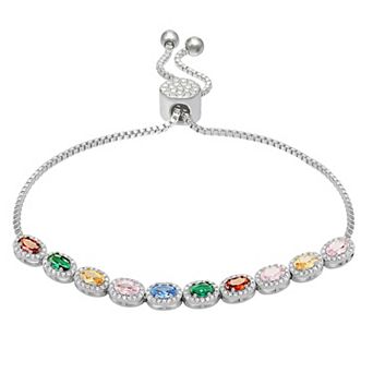 Brilliance Multi Oval Cubic Zirconia Adjustable Bracelet