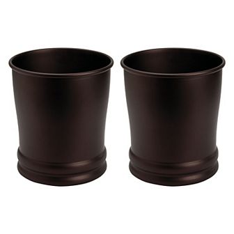 iDesign 2 pc Round Bronze Steel Bathroom Trash Can Set