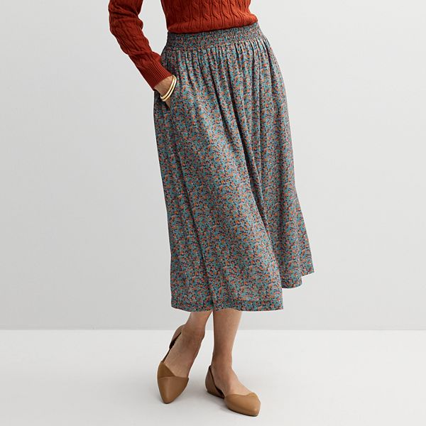 Women's Croft & Barrow® Elastic Waist Midi Skirt - Olive Garden (XX LARGE)