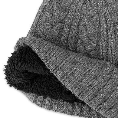 Men's Dockers Ribbed & Cable Knit Beanie with Sherpa Lining