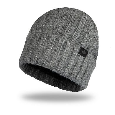 Men's Dockers Ribbed & Cable Knit Beanie with Sherpa Lining