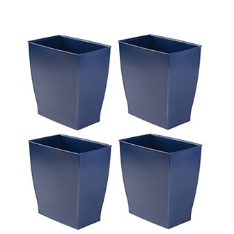 iDesign 4 pc Navy Blue Small Rectangular Bathroom Trash Can Set