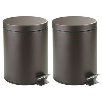 iDesign 2 pc Bronze Bathroom Step Trash Can Set
