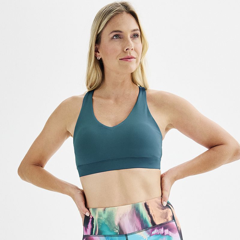 Tek Gear® Ultrastretch Medium-Impact V-Neck Sports Bra, Women's, Size: Small, Blue Crayon