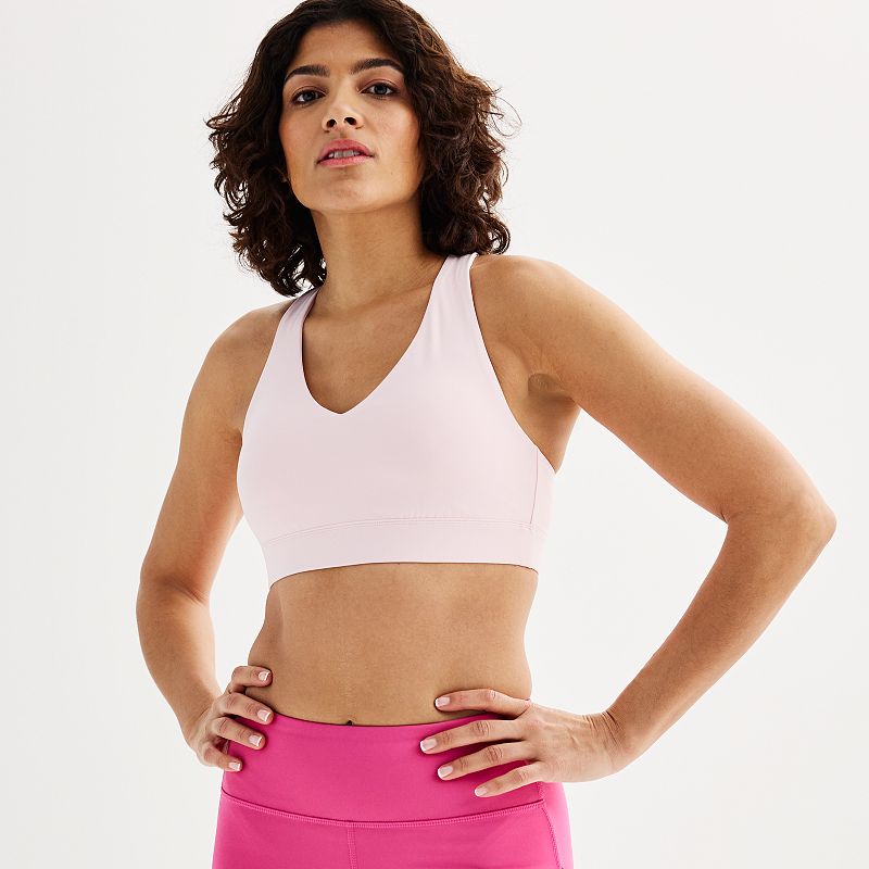 Tek Gear® Ultrastretch Medium-Impact V-Neck Sports Bra, Women's, Size: Small, Pink Layer
