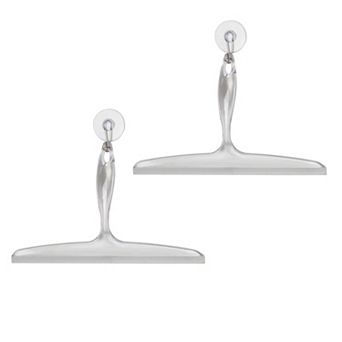 iDesign 2 pc Clara Plastic Bathroom Shower Squeegee with Wall Hook Set