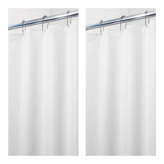 iDesign Solid Polyester Shower Curtain 2 pk