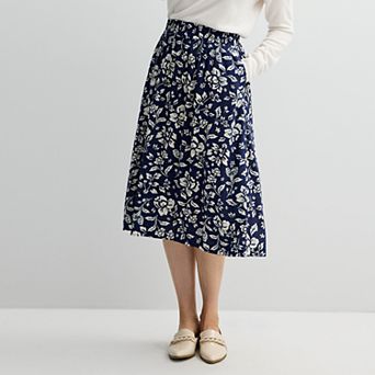 Petite Croft & Barrow Tiered Polished-Front Pull-On Skirt