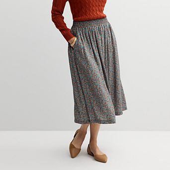 Petite Croft & Barrow Tiered Polished-Front Pull-On Skirt