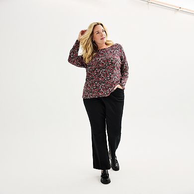 Plus Size Croft & Barrow® Essential Crewneck Long Sleeve Tee