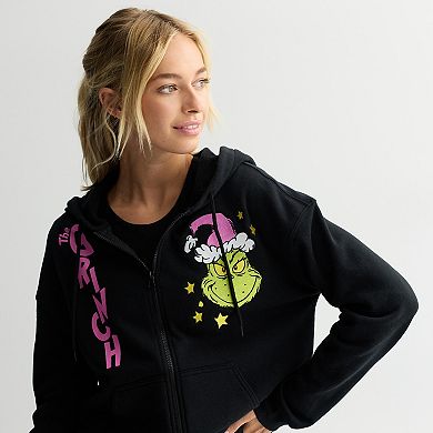 Juniors' Grinch Graphic Zip Up Hoodie