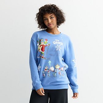 Juniors' Grinch Graphic Crew Fleece Sweatshirt